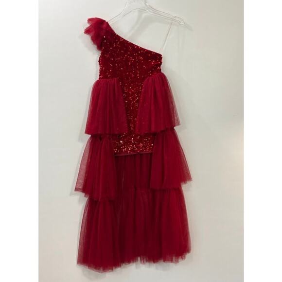 Alisa & Leo One Shoulder Sequined Dress Size 10Y - Picture 2 of 7